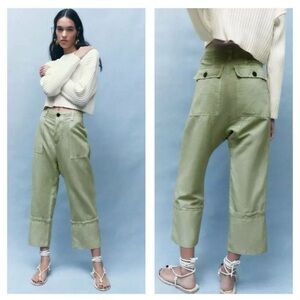 Vetements Light Green Cargo Pants Linen blend